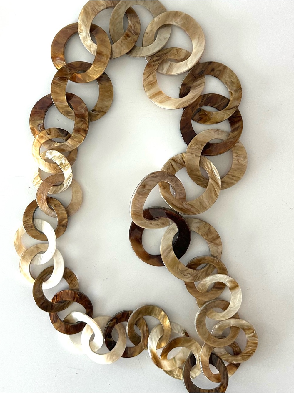 Tortoiseshell Lucite Link Statement Necklace